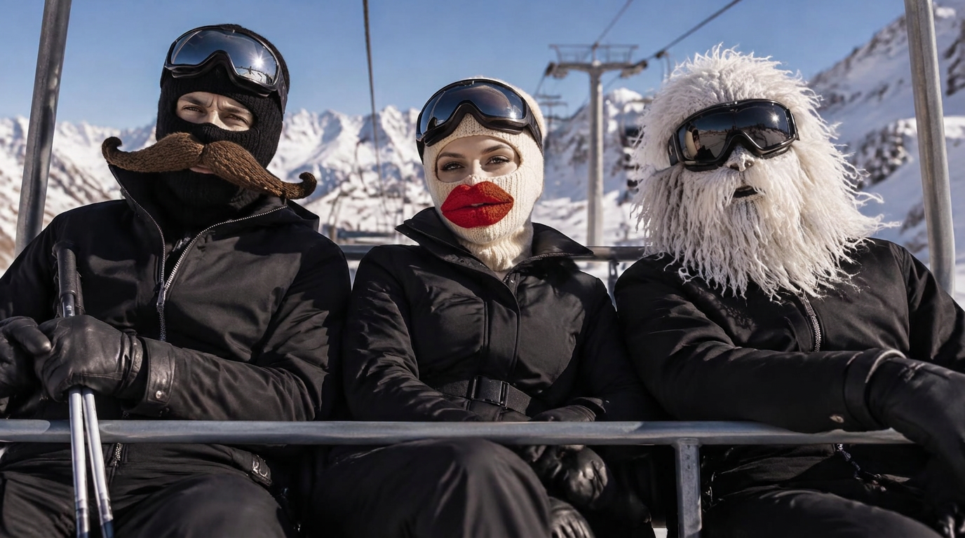 Faceplantt balaclavas on a chairlift